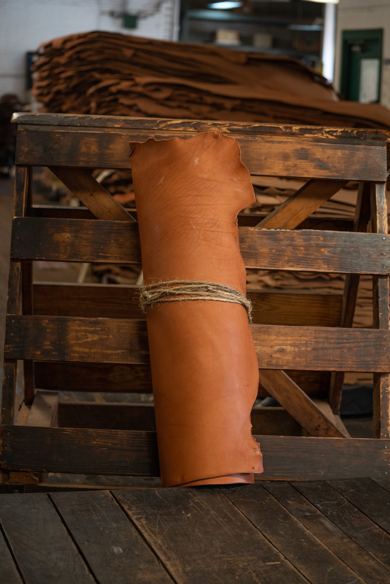 Drum-Dyed Skirting Leather